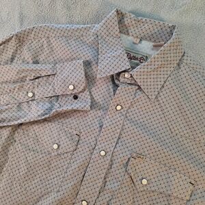 Rafter C Cowboy Collection Mens Long Sleeve Pearl Snap Western Shirt Size L